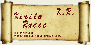 Kirilo Racić vizit kartica